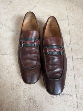 Gucci Men's Brown Leather Horsebit Loafers